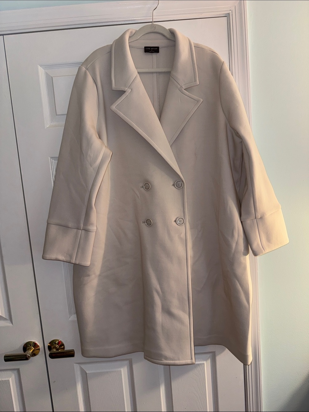 Lane Bryant Cream Double-Breasted Pea Coat